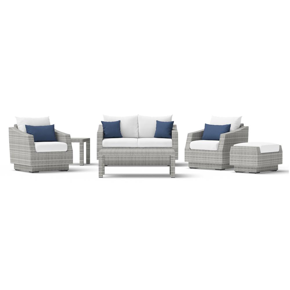 Cannes™ 6 Piece Sunbrella® Outdoor Love & Club Seating Set - Bliss Ink