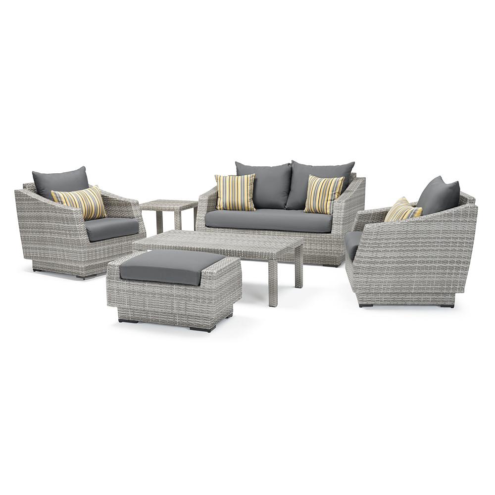 Cannes™ 6 Piece Love and Club Seating Set - Charcoal Gray