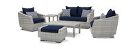 Cannes™ 6 Piece Sunbrella® Outdoor Love & Club Seating Set - Navy Blue