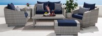 Cannes™ 6 Piece Sunbrella® Outdoor Love & Club Seating Set - Spa Blue