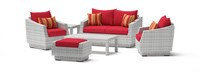 Cannes™ 6 Piece Sunbrella® Outdoor Love & Club Seating Set - Sunset Red
