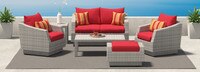 Cannes™ 6 Piece Sunbrella® Outdoor Love & Club Seating Set - Sunset Red