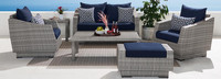 Cannes™ 6 Piece Sunbrella® Outdoor Love & Club Seating Set - Sunset Red