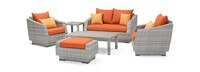 Cannes™ 6 Piece Sunbrella® Outdoor Love & Club Seating Set - Tikka Orange