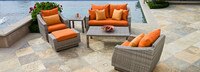 Cannes™ 6 Piece Sunbrella® Outdoor Love & Club Seating Set - Tikka Orange