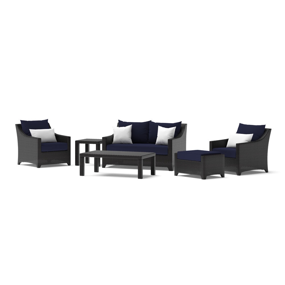 Deco™ 6 Piece Sunbrella® Outdoor Love & Club Seating Set - Navy Blue