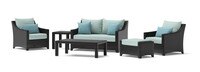 Deco™ 6 Piece Sunbrella® Outdoor Love & Club Seating Set - Spa Blue