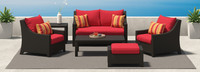 Deco™ 6 Piece Sunbrella® Outdoor Love & Club Seating Set - Sunset Red