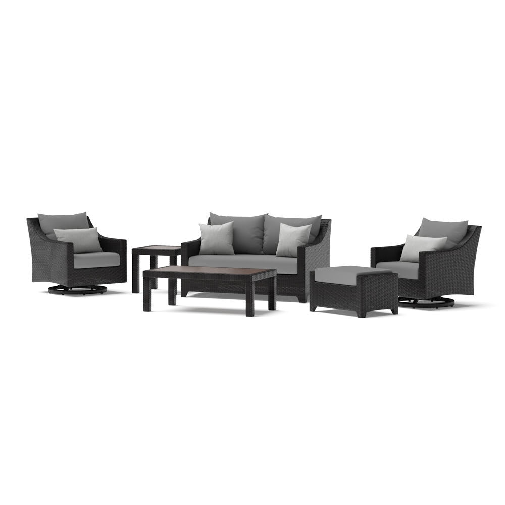 Deco™ 6 Piece Sunbrella® Outdoor Love & Motion Club Seating Set - Charcoal Gray
