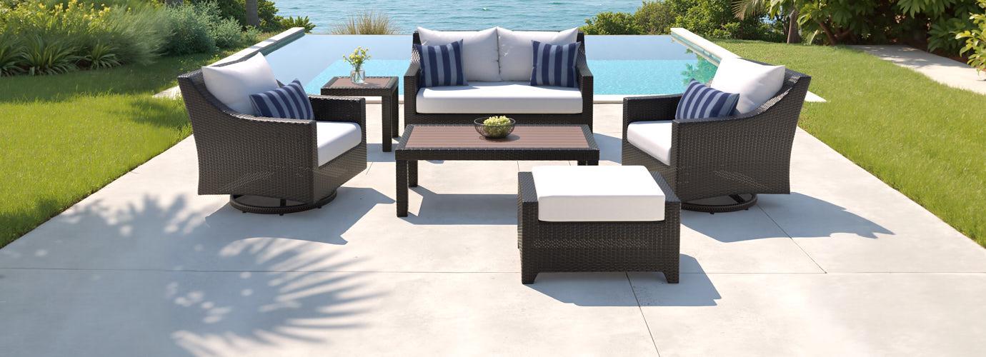 Deco™ 6 Piece Sunbrella® Outdoor Love & Motion Club Seating Set - Centered Ink