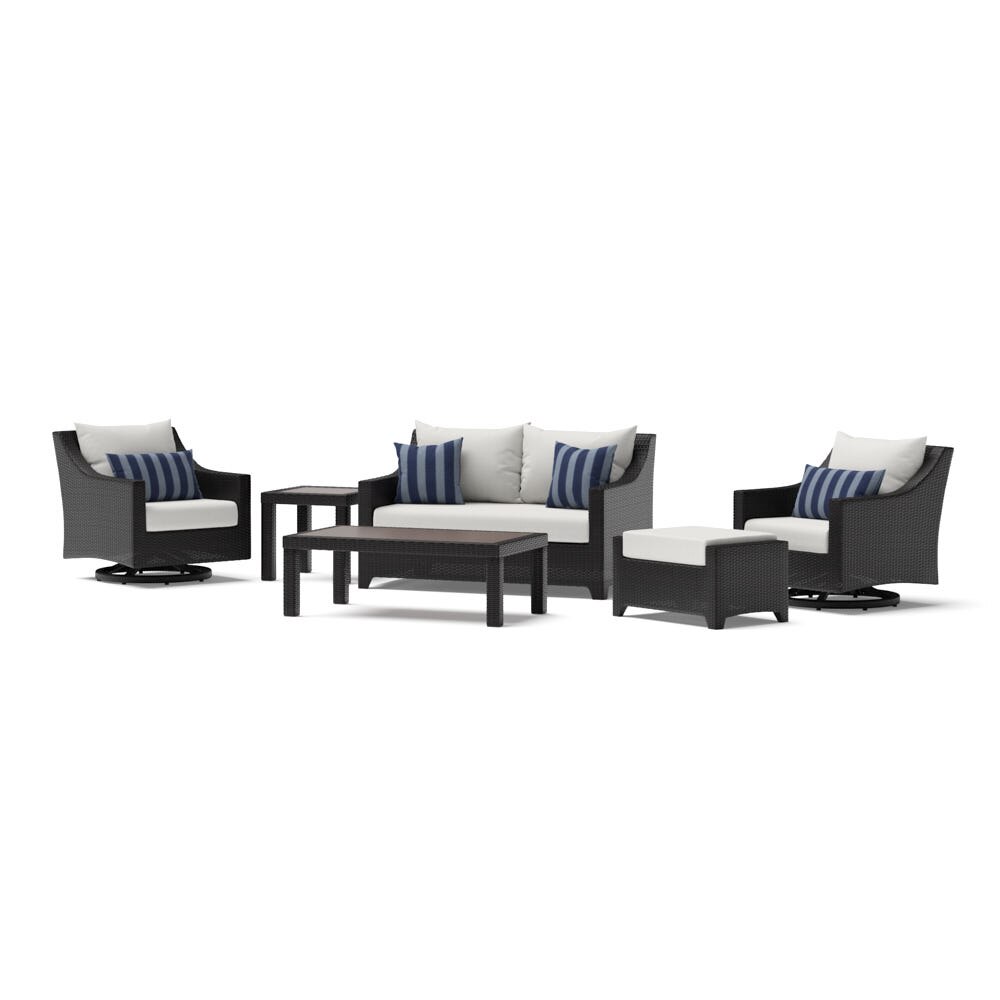 Deco™ 6 Piece Sunbrella® Outdoor Love & Motion Club Seating Set - Centered Ink