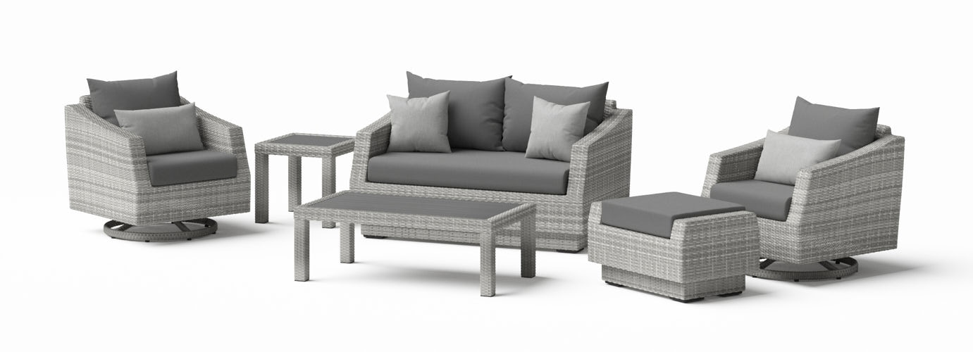 Cannes 5 Piece Sunbrella Outdoor Love & Club Seating Set - Thumbnail 2