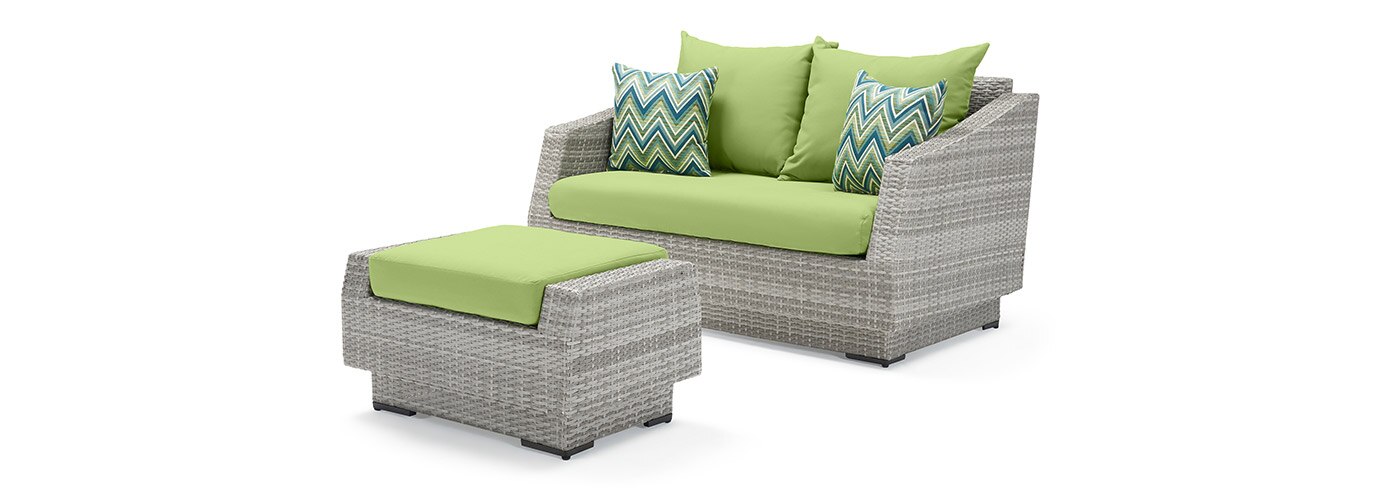 Cannes™ 6 Piece Sunbrella® Outdoor Love & Motion Club Seating Set - Ginkgo Green