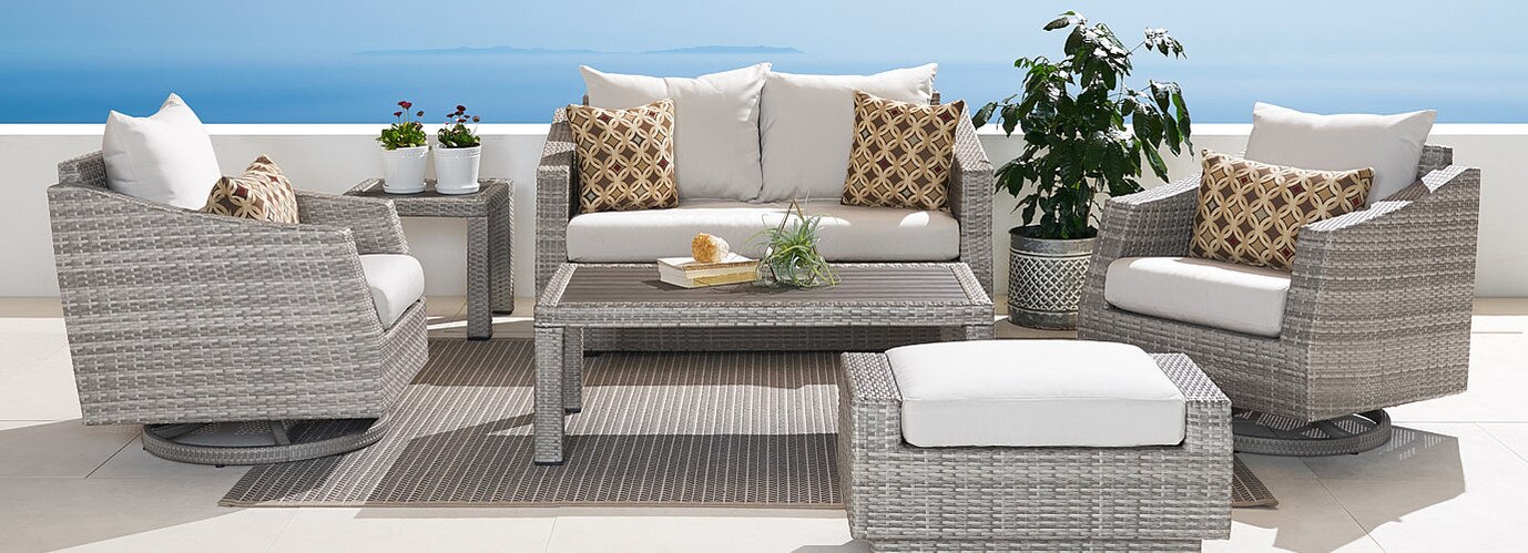 Cannes™ Deluxe 6 Piece Love & Motion Club Seating Set - Moroccan Cream