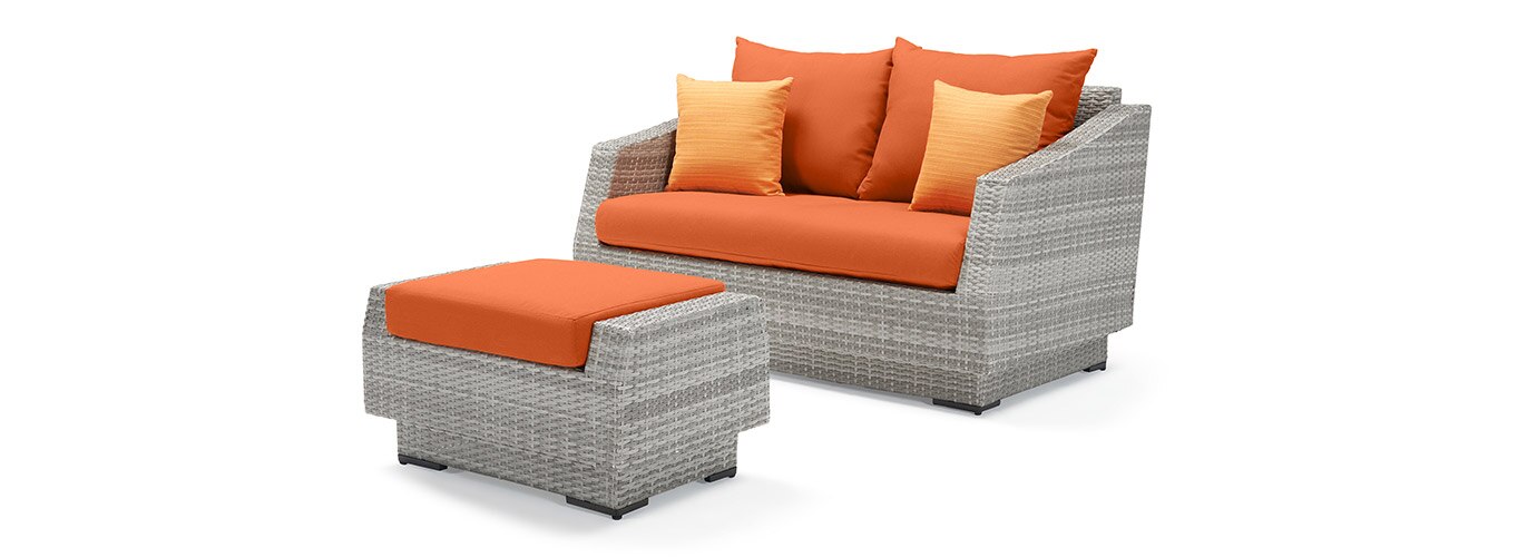 Cannes™ 6 Piece Sunbrella® Outdoor Love & Motion Club Seating Set - Tikka Orange
