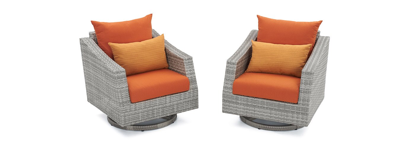 Cannes™ 6 Piece Sunbrella® Outdoor Love & Motion Club Seating Set - Tikka Orange