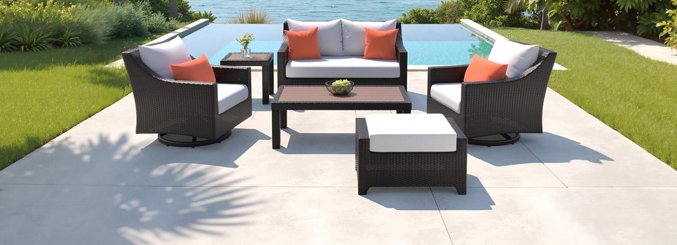 Deco™ 6 Piece Sunbrella® Outdoor Love & Motion Club Seating Set - Cast Coral