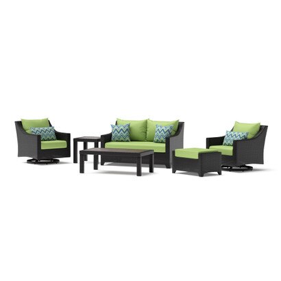 Deco™ 6 Piece Sunbrella® Outdoor Love & Motion Club Seating Set - Ginkgo Green