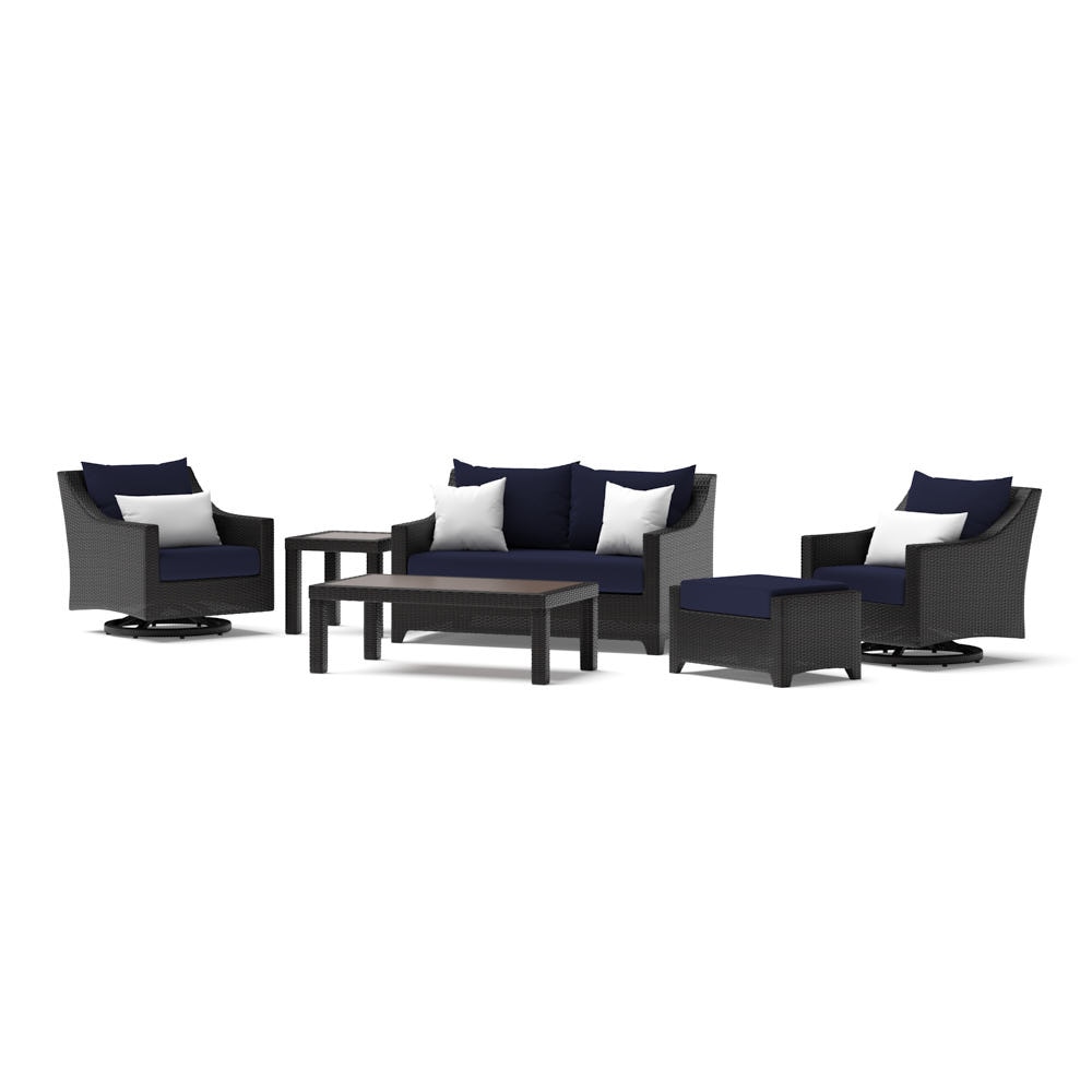 Deco™ 6 Piece Sunbrella® Outdoor Love & Motion Club Seating Set - Navy Blue