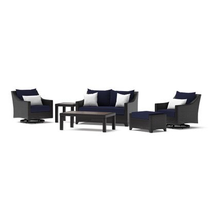 Deco™ 6 Piece Sunbrella® Outdoor Love & Motion Club Seating Set - Navy Blue