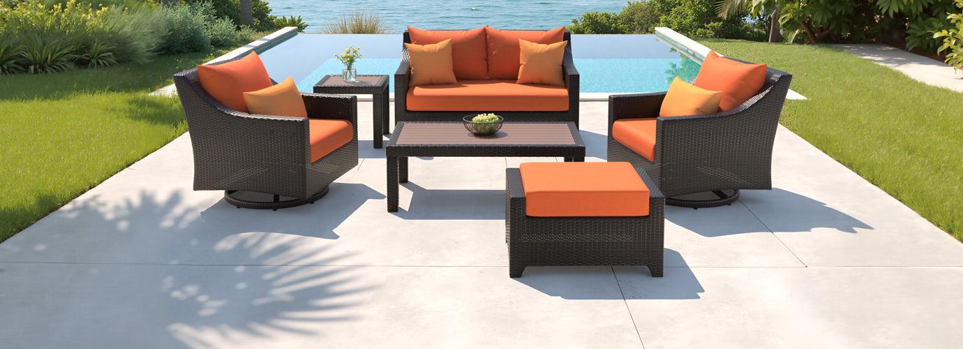 Deco™ 6 Piece Sunbrella® Outdoor Love & Motion Club Seating Set - Tikka Orange