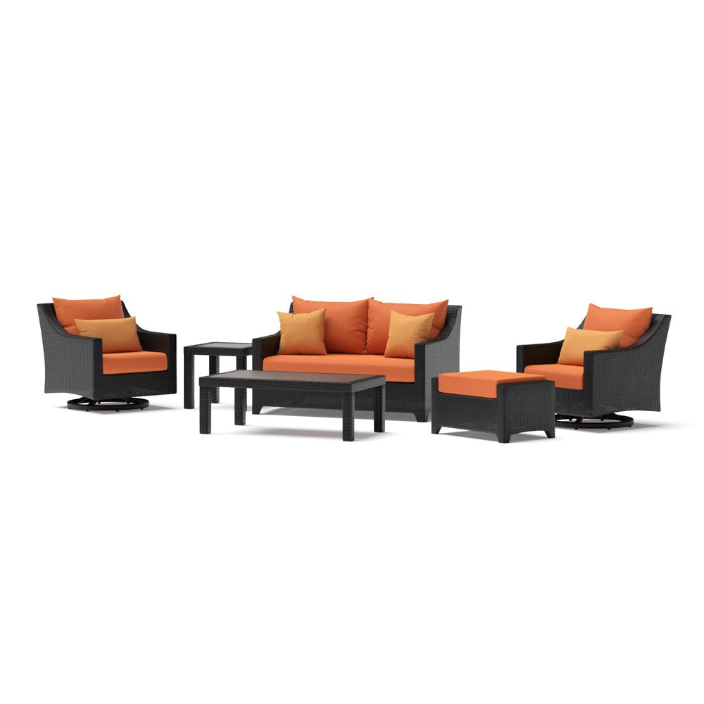 Deco™ 6 Piece Sunbrella® Outdoor Love & Motion Club Seating Set - Tikka Orange