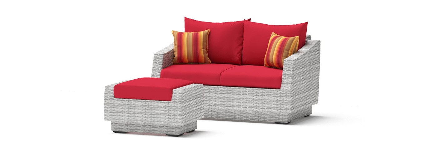 Cannes™ 6 Piece Sunbrella® Outdoor Love & Motion Club Seating Set - Sunset Red