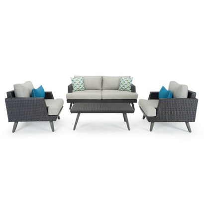 Portofino® Casual 4 Piece Sunbrella® Outdoor Love Seat Group - Dove Gray