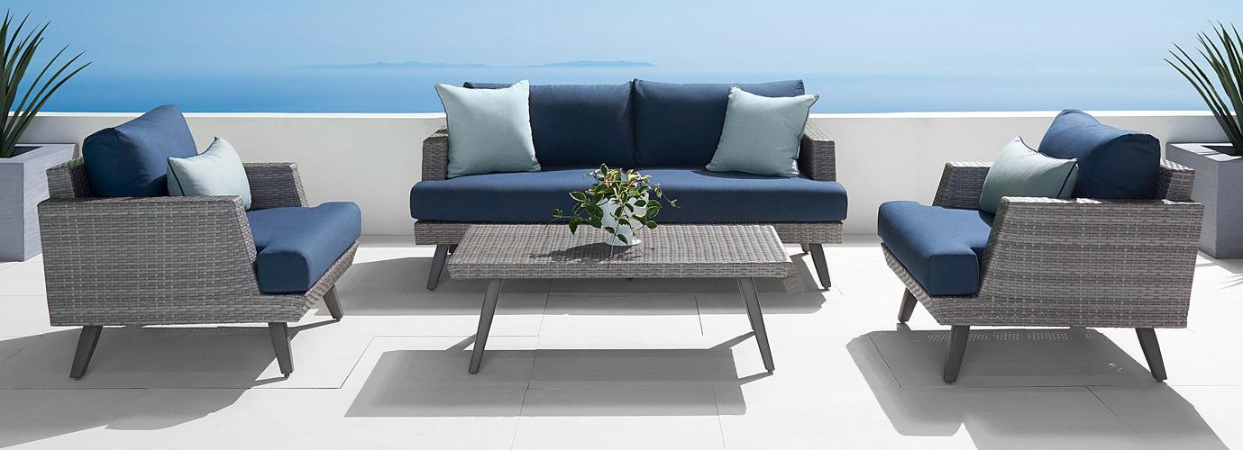 Portofino Casual 4 Piece Sunbrella Outdoor Loveseat Group - Thumbnail 3