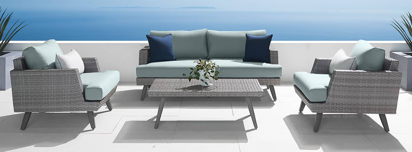 Portofino Casual 4 Piece Sunbrella Outdoor Loveseat Group - Thumbnail 4