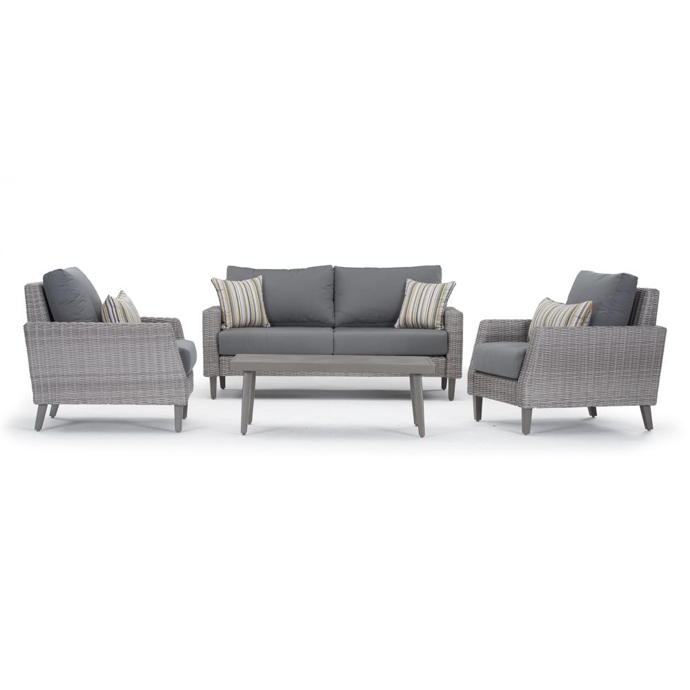 Portofino Affinity 4 Piece Sunbrella Outdoor Loveseat Group - Charcoal Gray