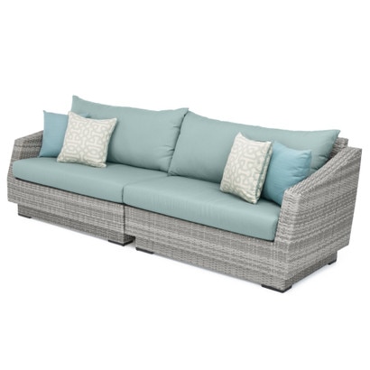 Cannes™ 2 Piece Sunbrella® Outdoor Sofa - Spa Blue