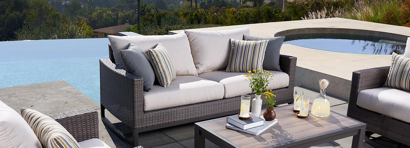 Milea 76in Sunbrella Outdoor Sofa - Thumbnail 2
