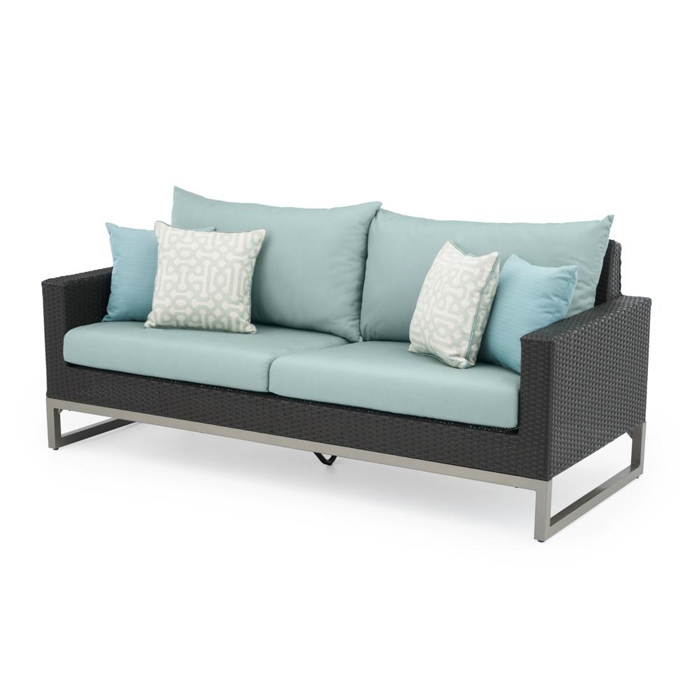 Milo™ Espresso 78in Sunbrella® Outdoor Sofa - Spa Blue