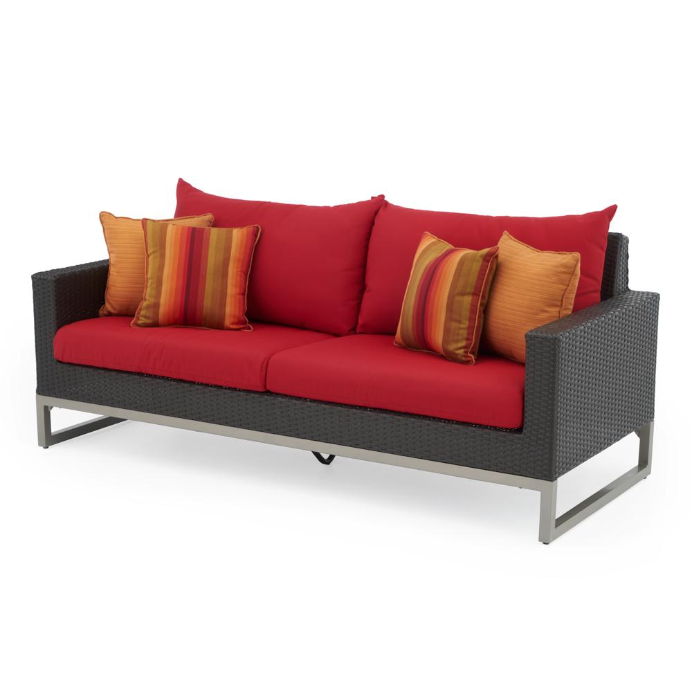 Milo™ Espresso 78in Sunbrella® Outdoor Sofa - Sunset Red