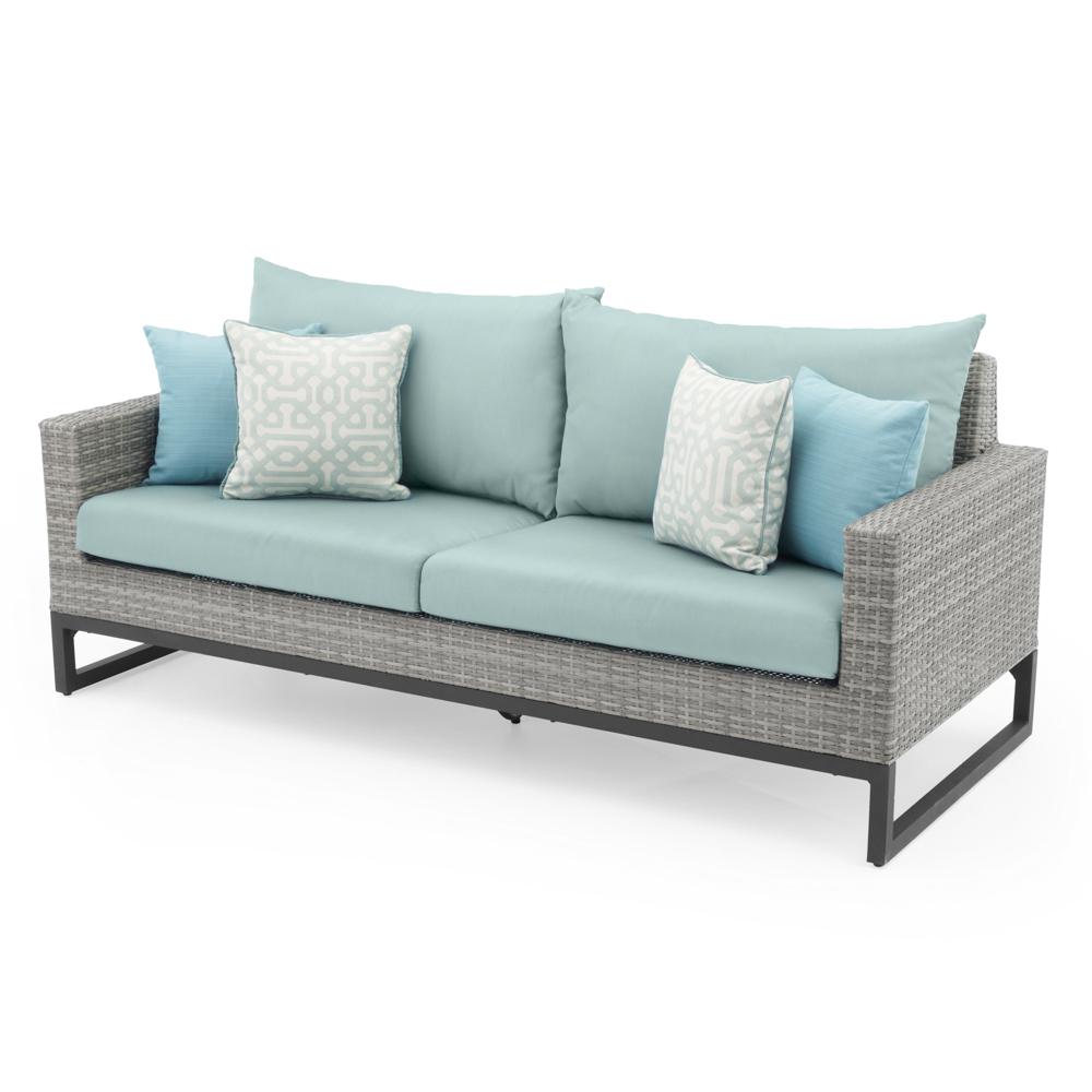 Milo™ Gray 78in Sunbrella® Outdoor Sofa - Spa Blue