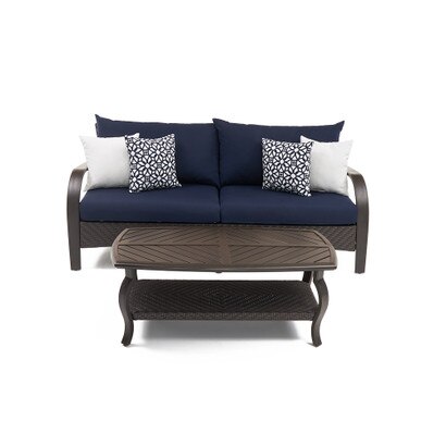 Barcelo™ Outdoor Patio Sofa & Coffee Table - Navy Blue