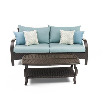 Barcelo™ Outdoor Patio Sofa & Coffee Table - Spa Blue