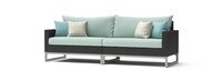 Milo™ Espresso 96in Sunbrella Outdoor Sofa - Spa Blue