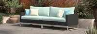Milo™ Espresso 96in Sunbrella Outdoor Sofa - Spa Blue