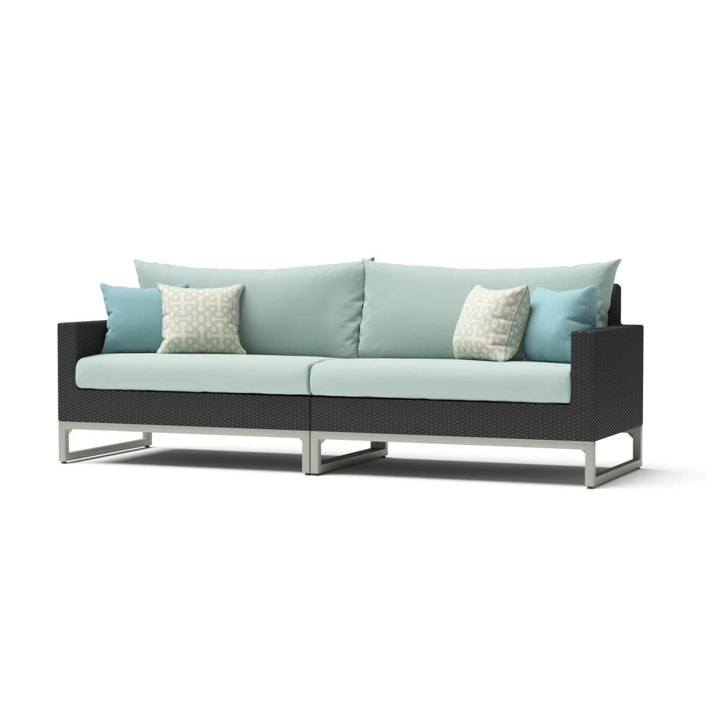 Milo™ Espresso 96in Sunbrella Outdoor Sofa - Spa Blue