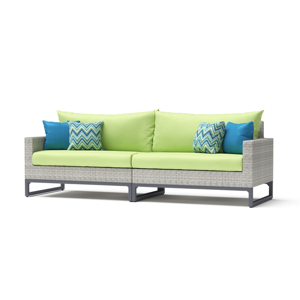 Milo™ Gray 96in Sunbrella Outdoor Sofa - Ginkgo Green