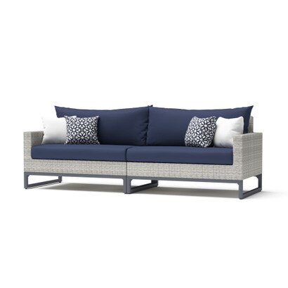 Milo™ Gray 96in Sunbrella Outdoor Sofa - Navy Blue