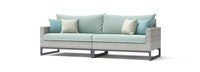 Milo™ Gray 96in Sunbrella Outdoor Sofa - Spa Blue