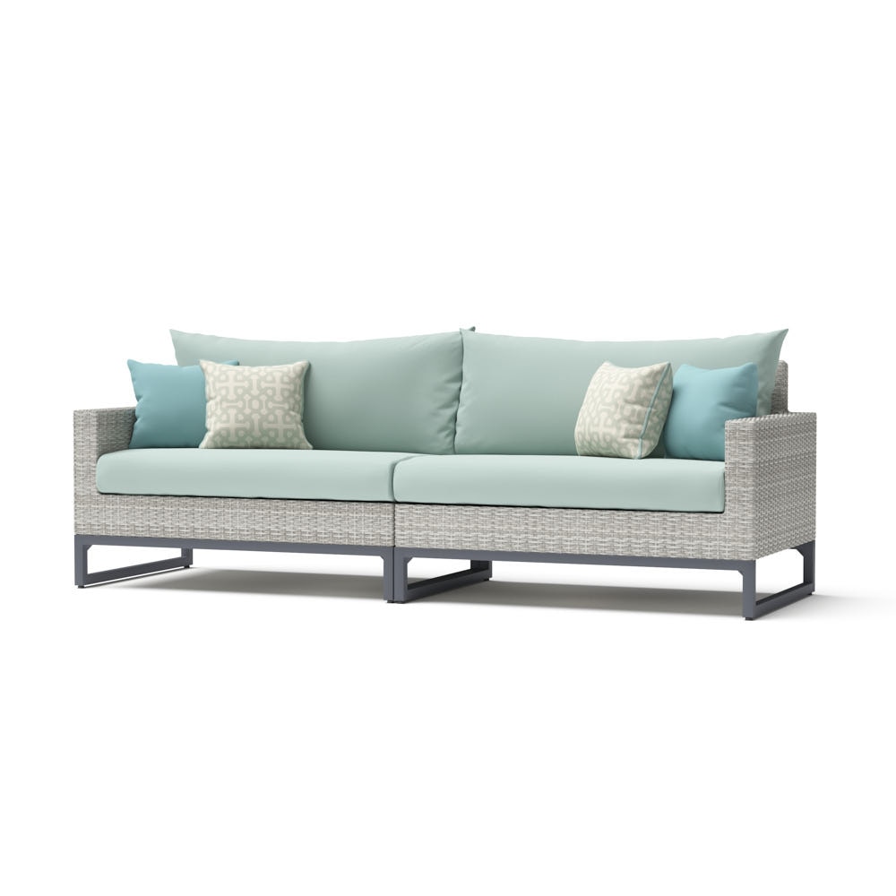 Milo™ Gray 96in Sunbrella Outdoor Sofa - Spa Blue