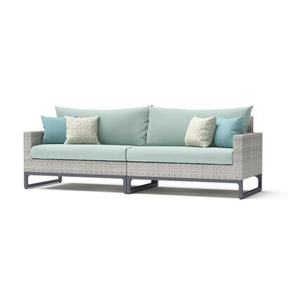 Milo™ Gray 96in Sunbrella Outdoor Sofa - Spa Blue