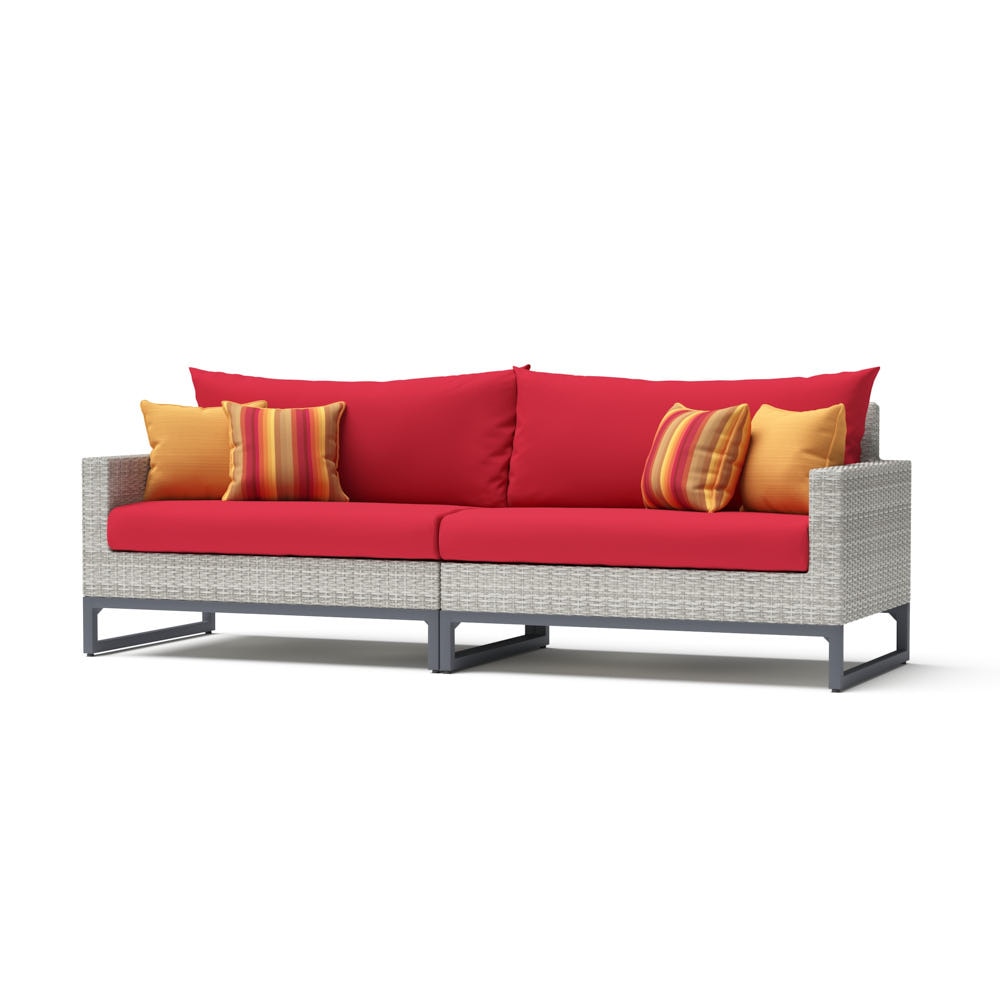 Milo™ Gray 96in Sunbrella Outdoor Sofa - Sunset Red