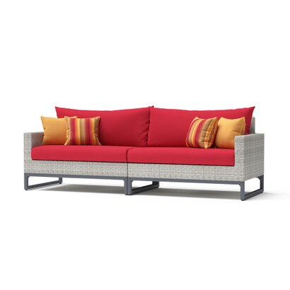 Milo™ Gray 96in Sunbrella Outdoor Sofa - Sunset Red