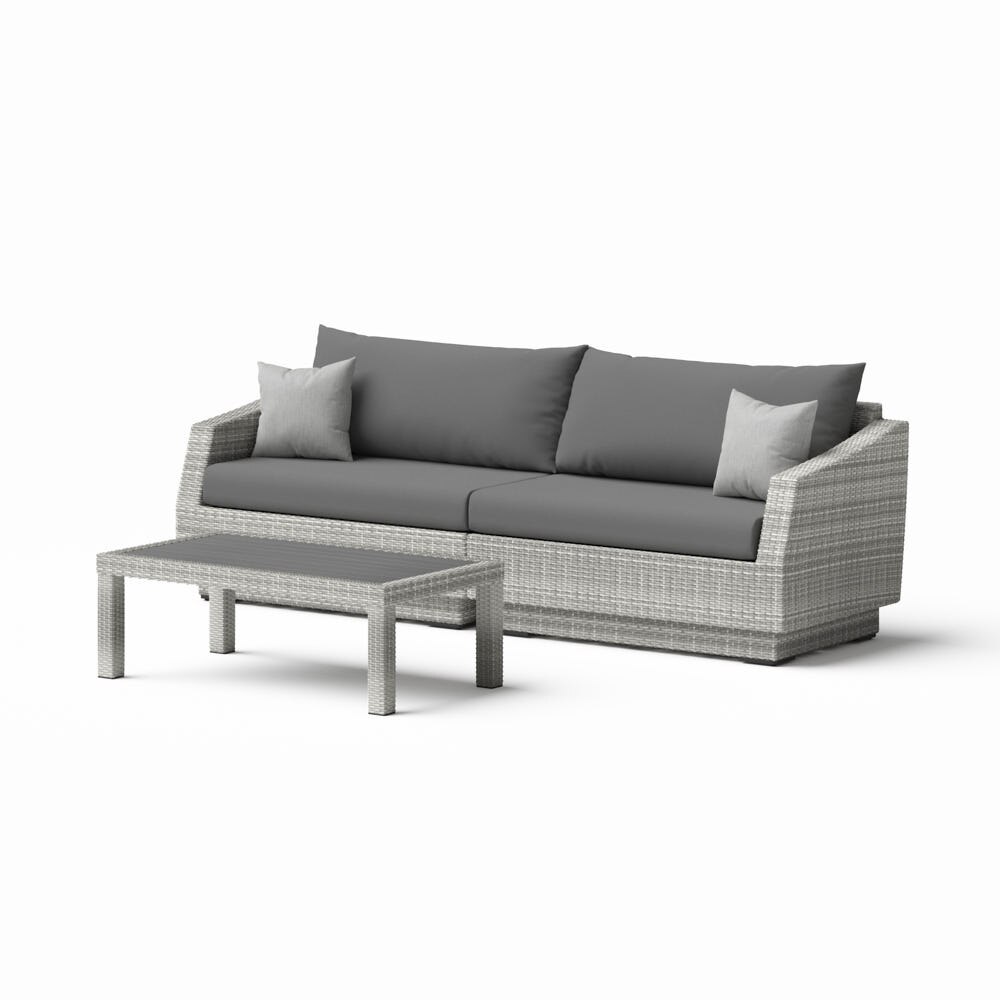 Cannes™ Sunbrella® Outdoor Sofa & Coffee Table - Charcoal Gray