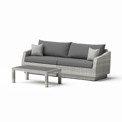 Cannes™ Sunbrella® Outdoor Sofa & Coffee Table - Charcoal Gray